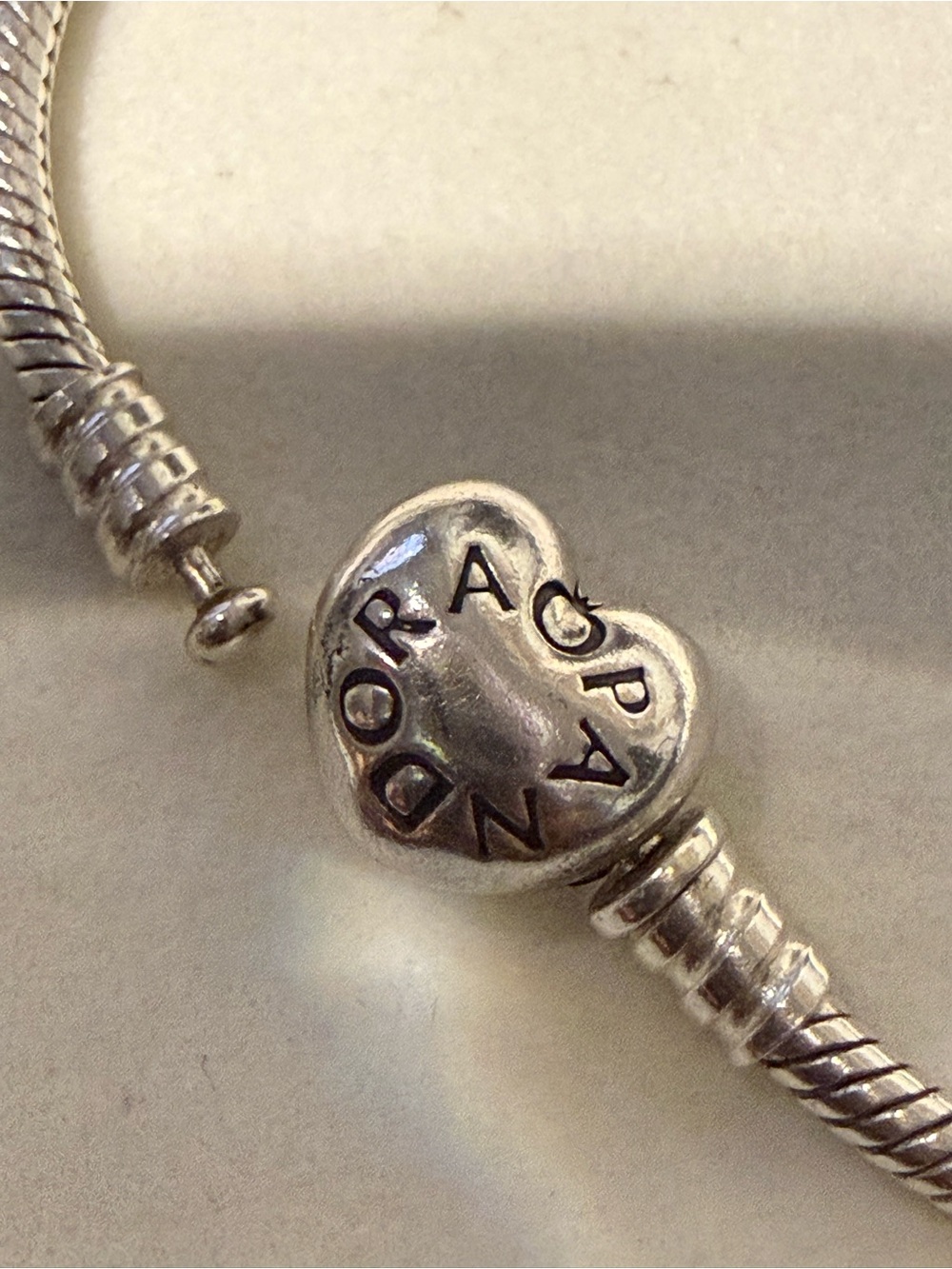 Pandora Silver Heart Clasp Charm Bracelet - Silver Tone
